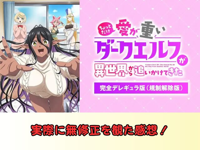 ちょっとだけ愛が重いダークエルフ 無修正版 アニメ どこで見れる 規制解除 サブスク