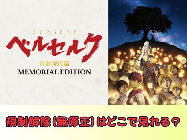 ベルセルク 黄金時代篇 MEMORIAL EDITION　無修正　規制解除版　僧侶枠　アニメ　サブスク