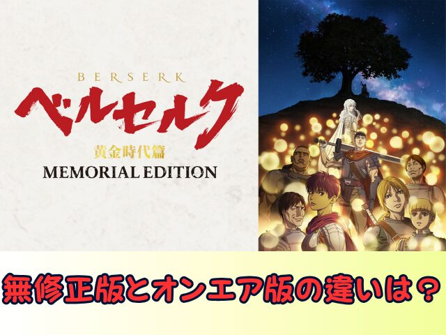 ベルセルク 黄金時代篇 MEMORIAL EDITION　無修正　規制解除版　僧侶枠　アニメ　サブスク