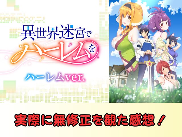 異世界迷宮でハーレムを ハーレムver 無修正 規制解除版 僧侶枠 アニメ サブスク